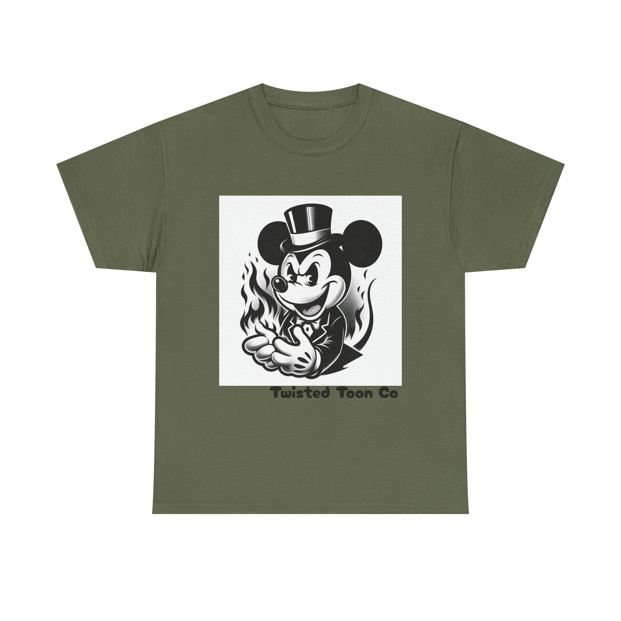 Graphic Tee — Retro Mischievous Mouse with Flames