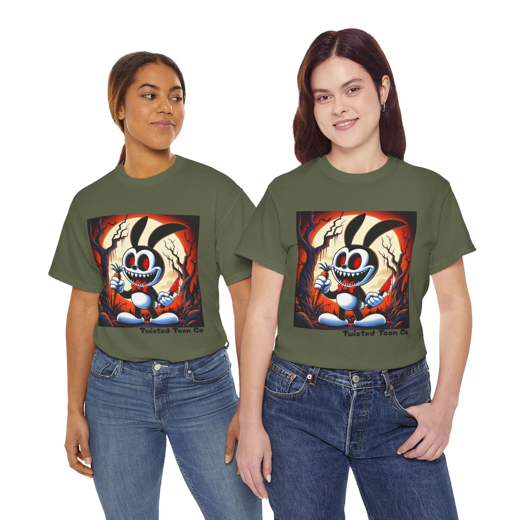 Spooky Cartoon Bunny Tee — Retro Horror Bunny Graphic Shirt