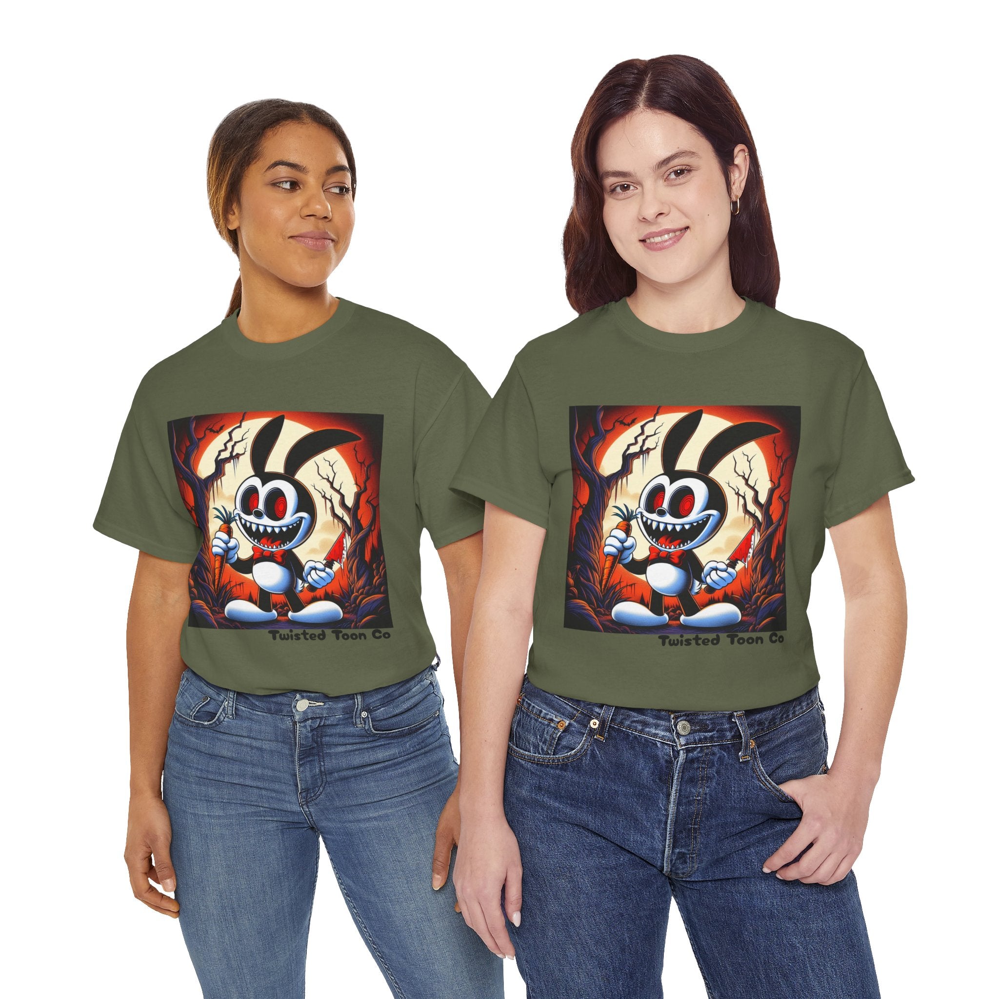 Spooky Cartoon Bunny Tee — Retro Horror Bunny Graphic Shirt