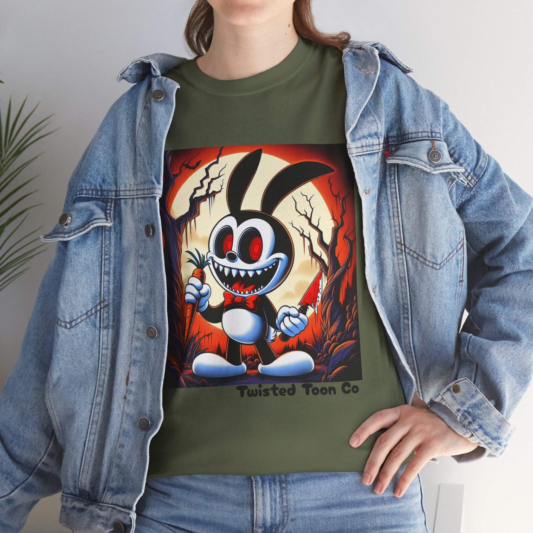 Spooky Cartoon Bunny Tee — Retro Horror Bunny Graphic Shirt