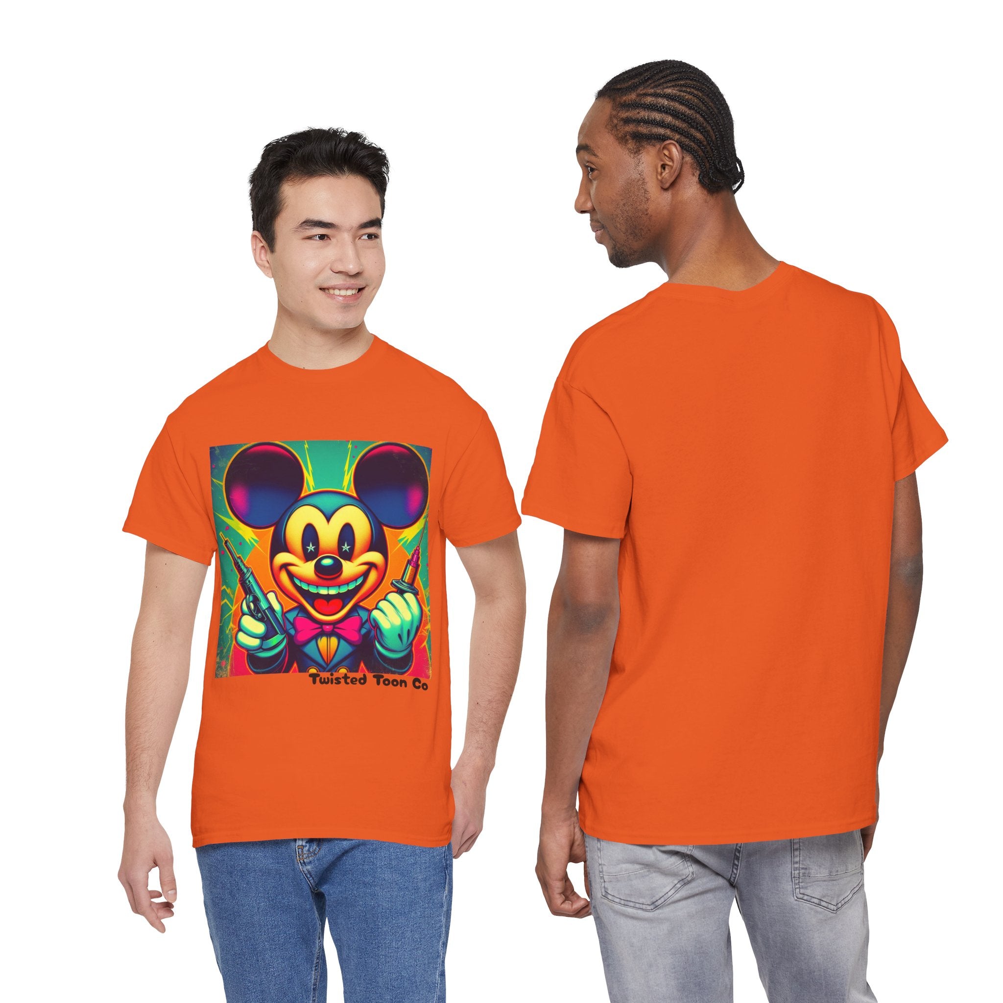 Retro Neon Cartoon Tee — Colorful Vintage Mouse Graphic Shirt