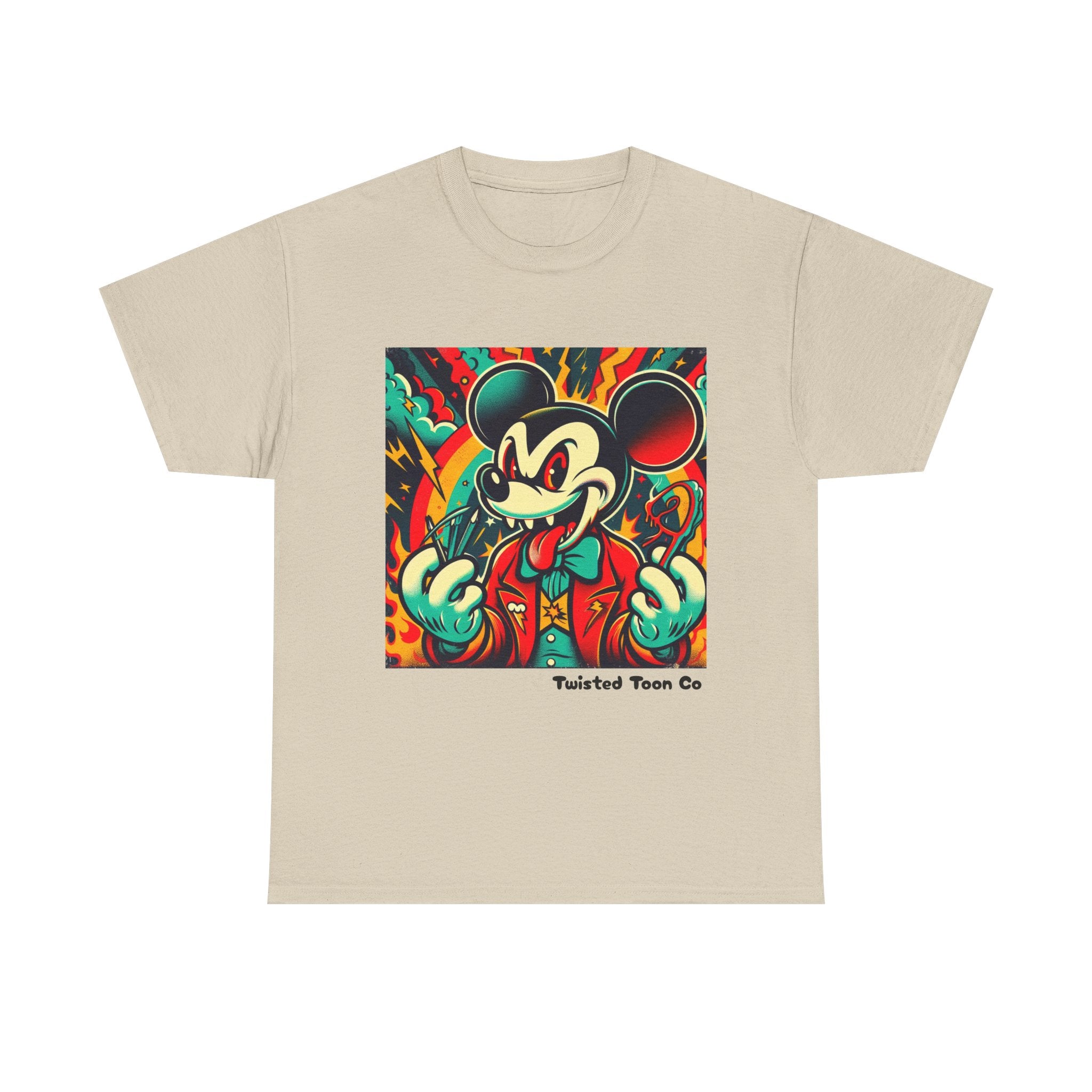 Graphic Tee — Retro Cartoon Devil Mouse Illustration