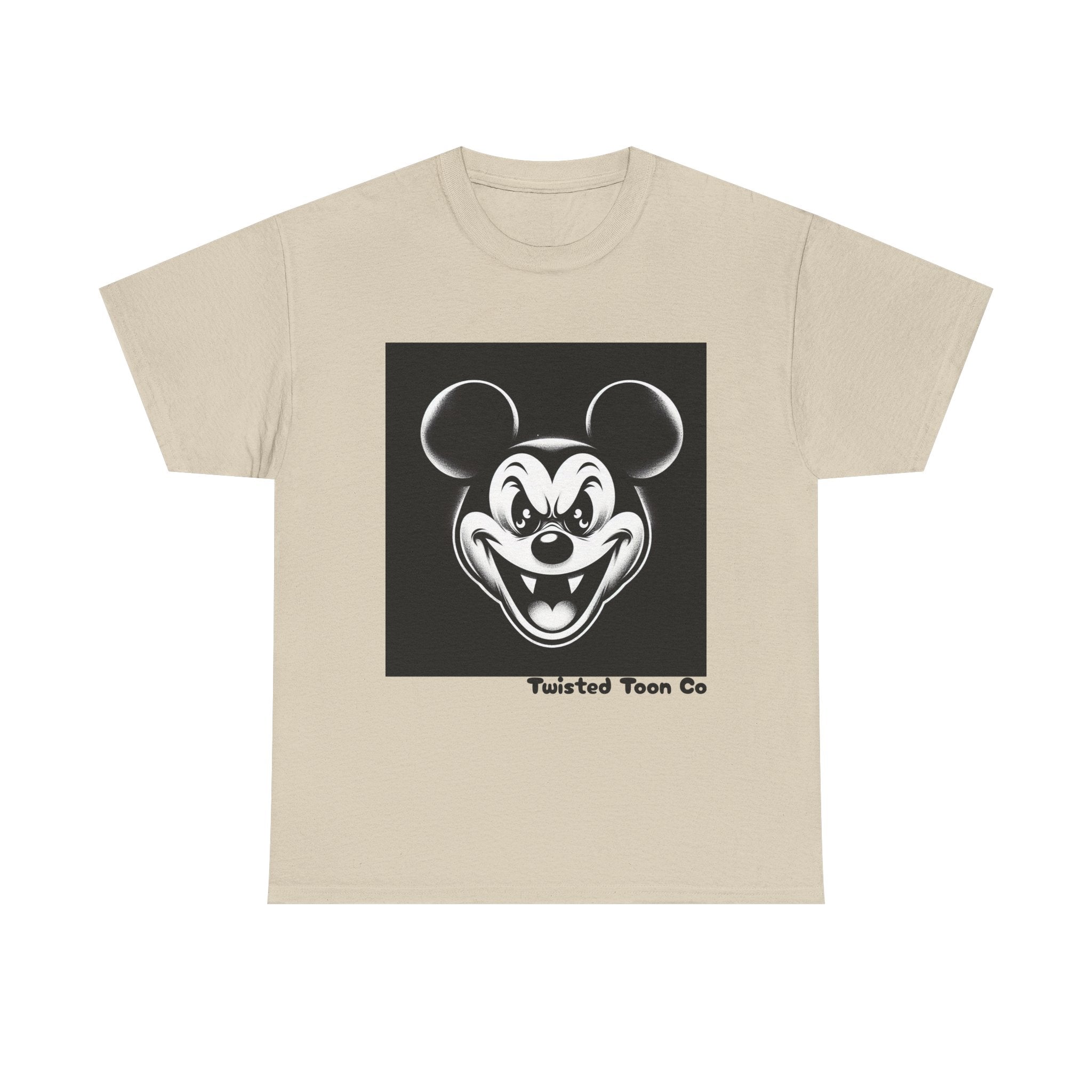 Creepy Cartoon Mouse Graphic Tee — Vintage Horror Smile Shirt