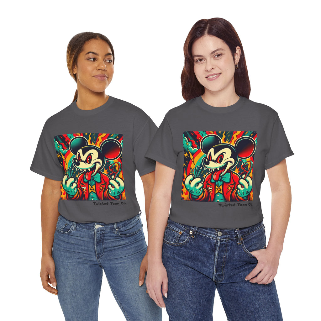 Graphic Tee — Retro Cartoon Devil Mouse Illustration