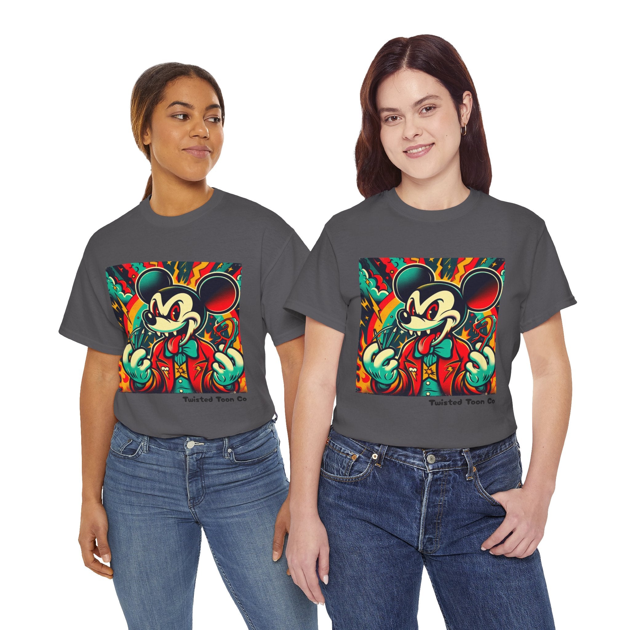 Graphic Tee — Retro Cartoon Devil Mouse Illustration