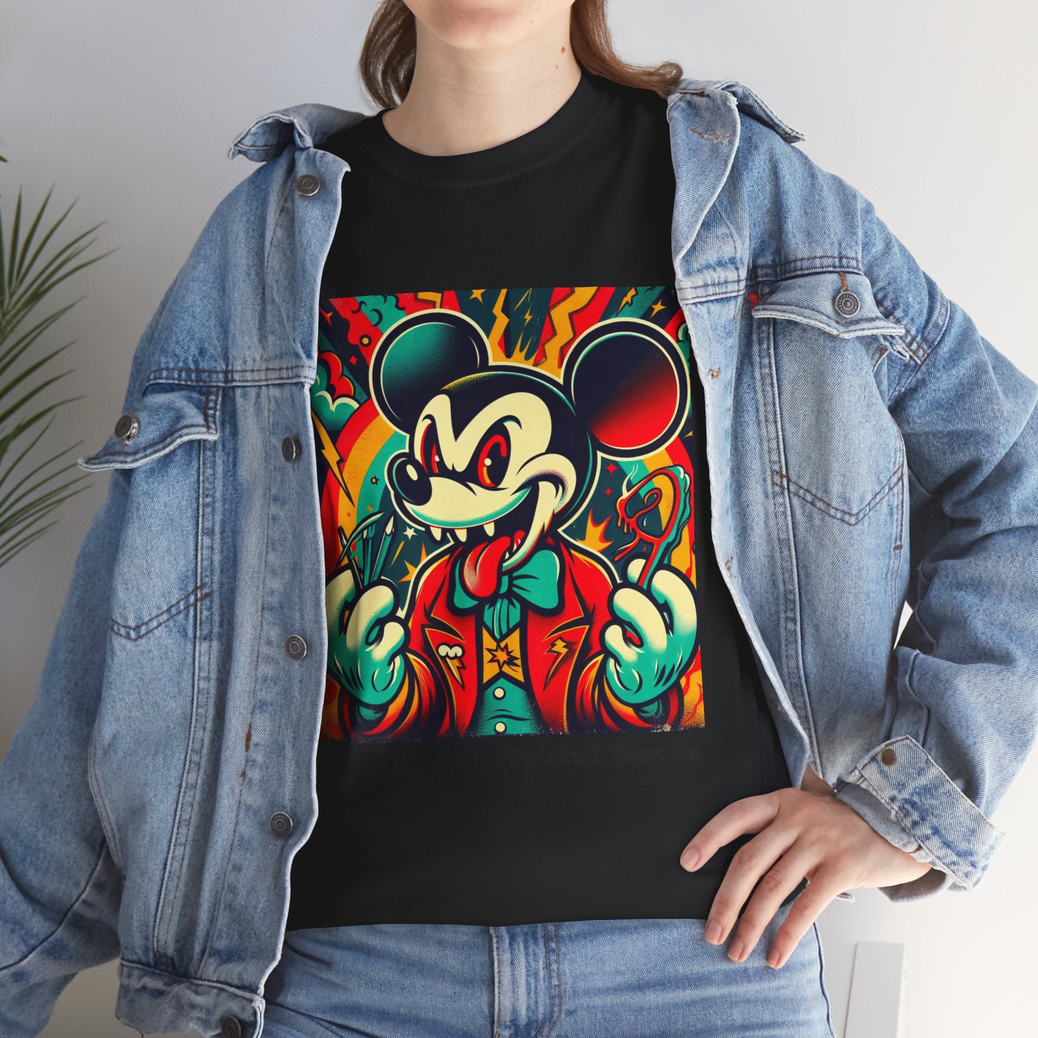 Graphic Tee — Retro Cartoon Devil Mouse Illustration