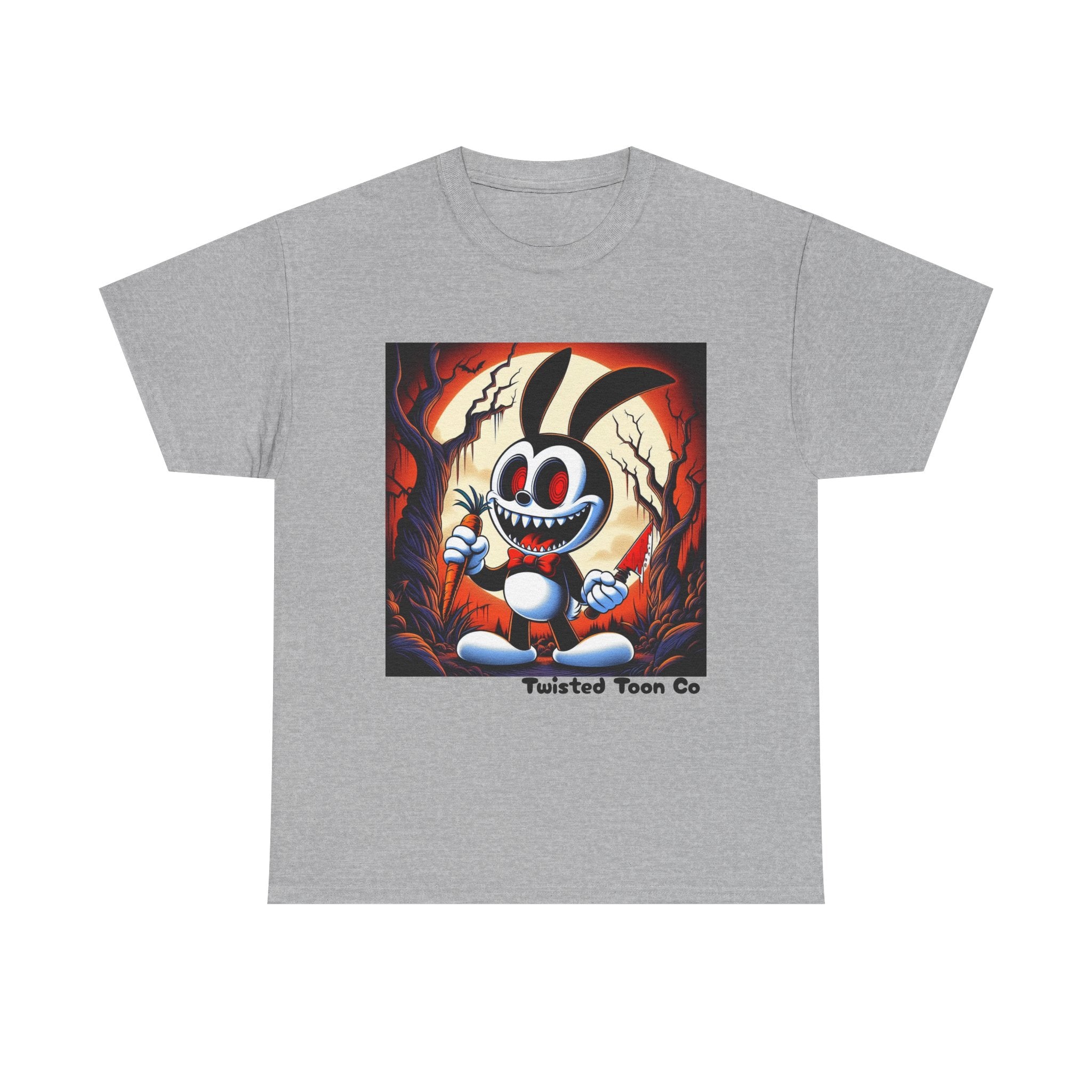 Spooky Cartoon Bunny Tee — Retro Horror Bunny Graphic Shirt