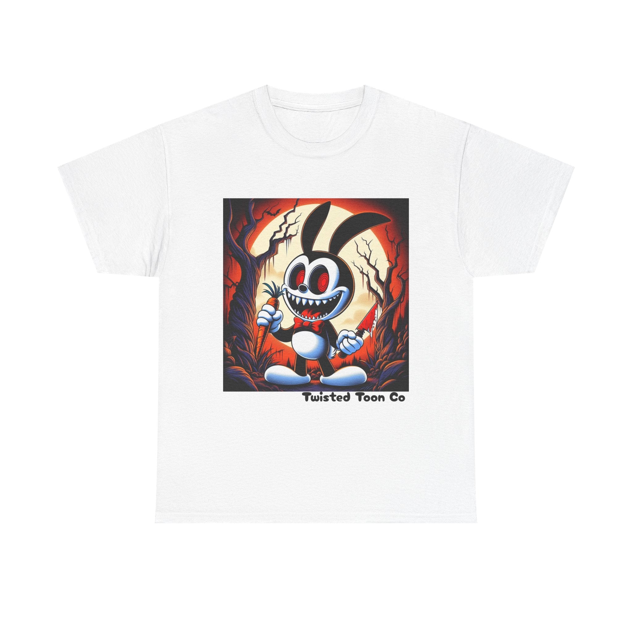 Spooky Cartoon Bunny Tee — Retro Horror Bunny Graphic Shirt