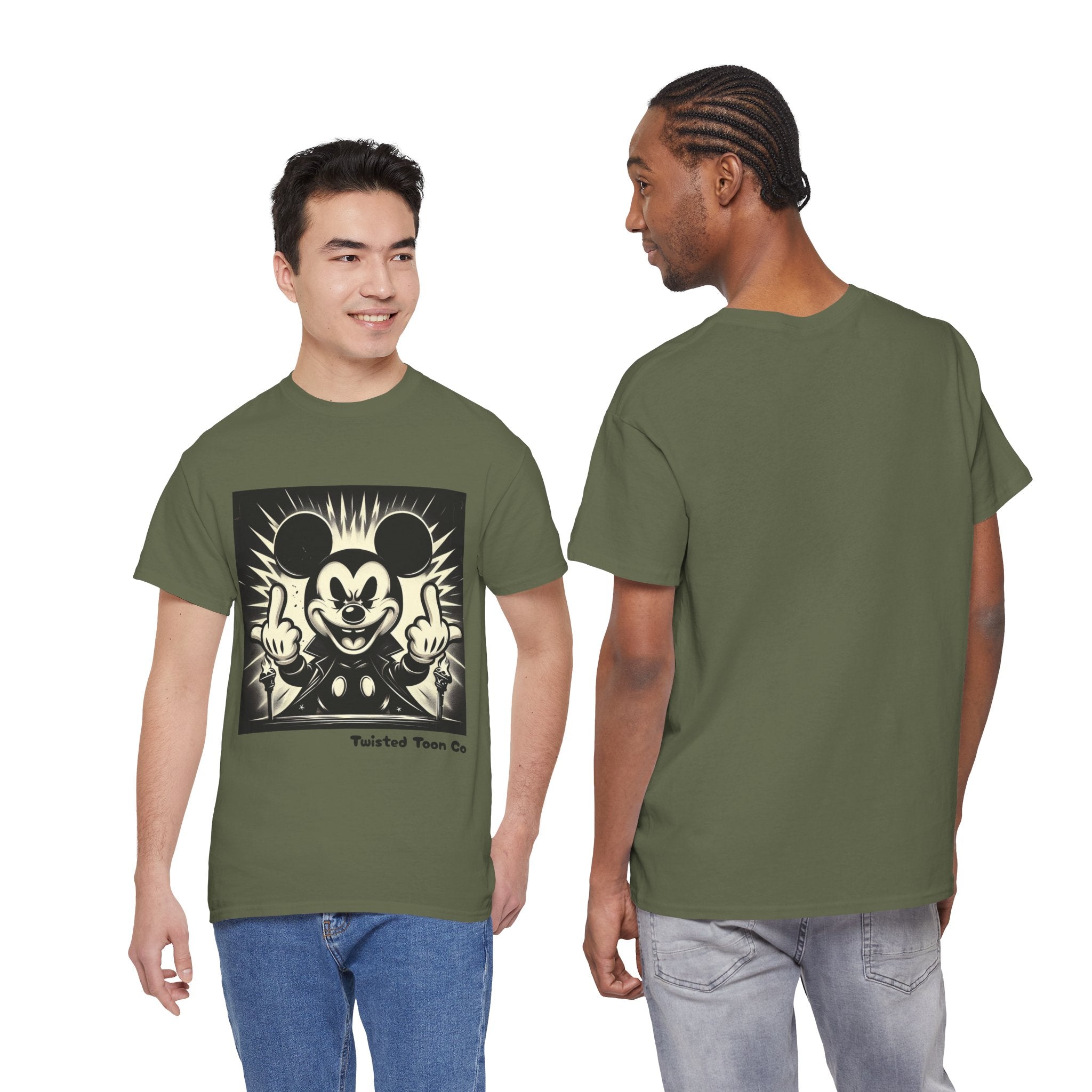 Graphic Tee — Retro Cartoon Character Giving Middle Fingers
