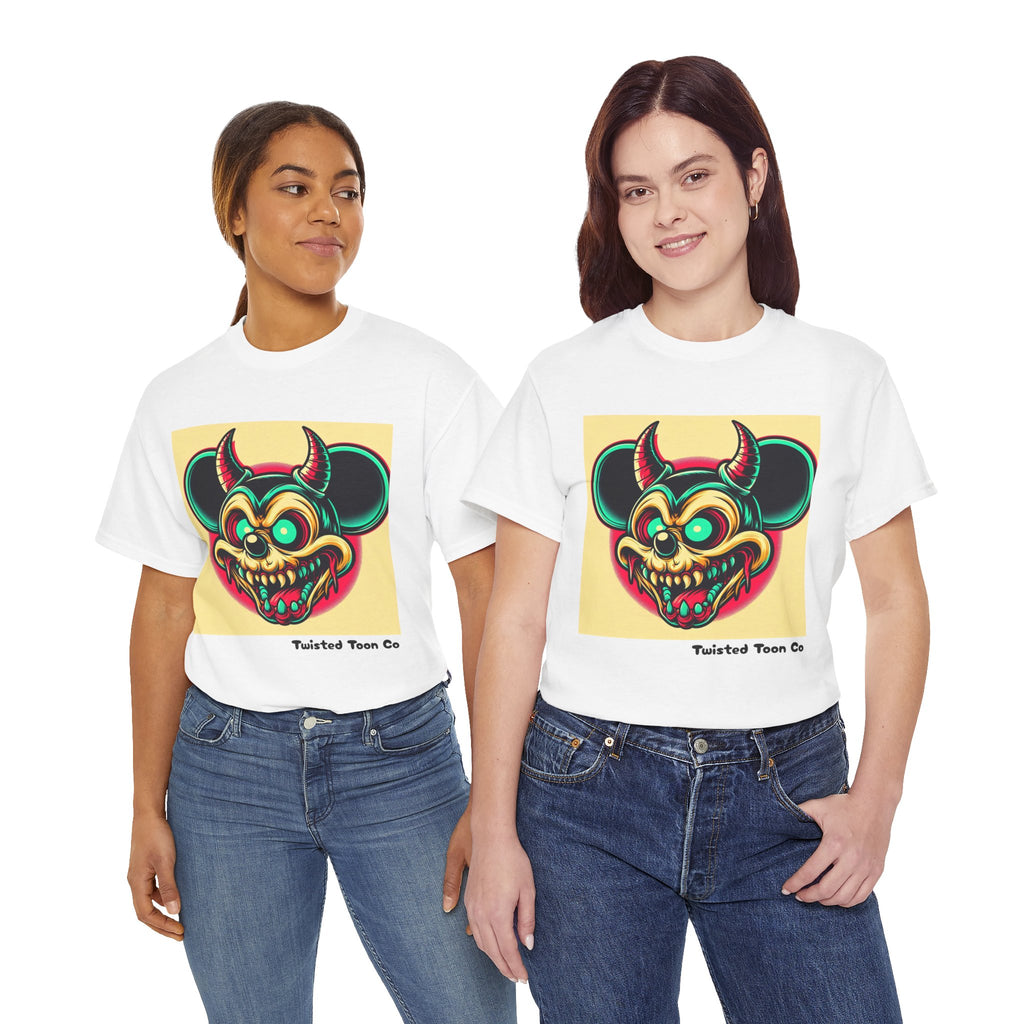 Demonic Mouse Skull Tee — Retro Neon Horror Graphic T‑Shirt