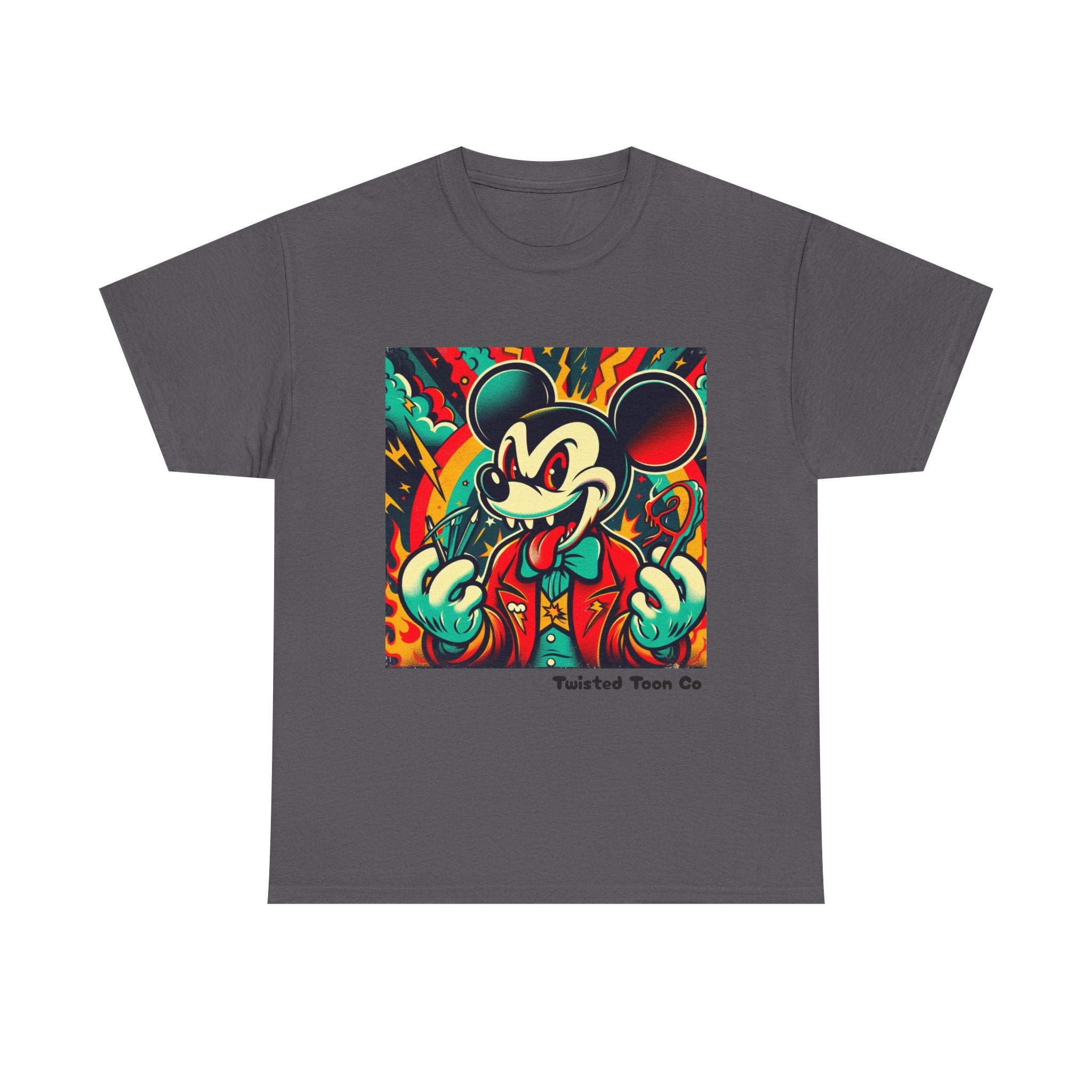 Graphic Tee — Retro Cartoon Devil Mouse Illustration