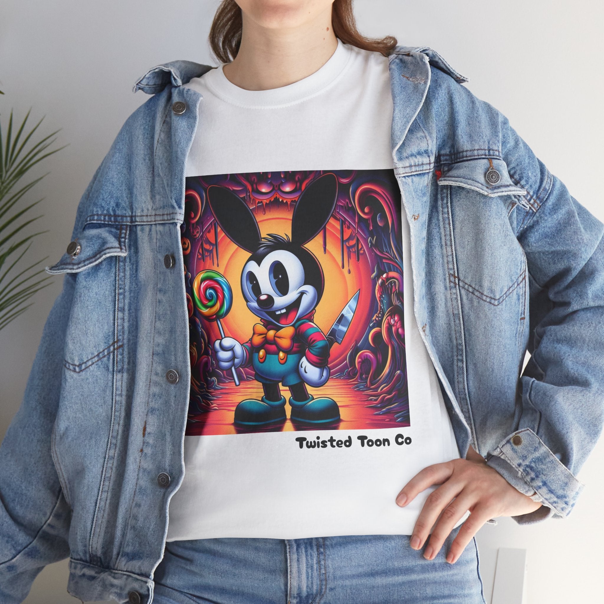 Cartoon Bunny Lollipop Tee — Retro Cute Graphic T-Shirt