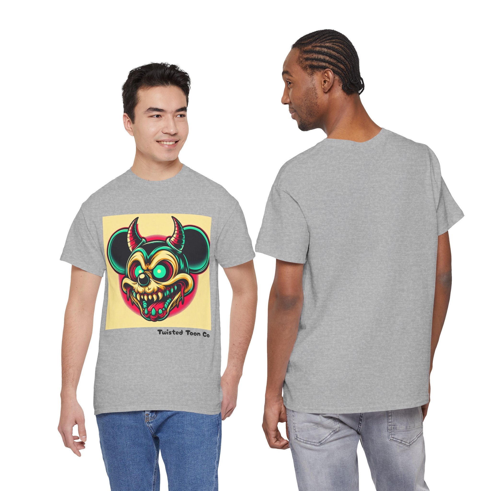 Demonic Mouse Skull Tee — Retro Neon Horror Graphic T‑Shirt
