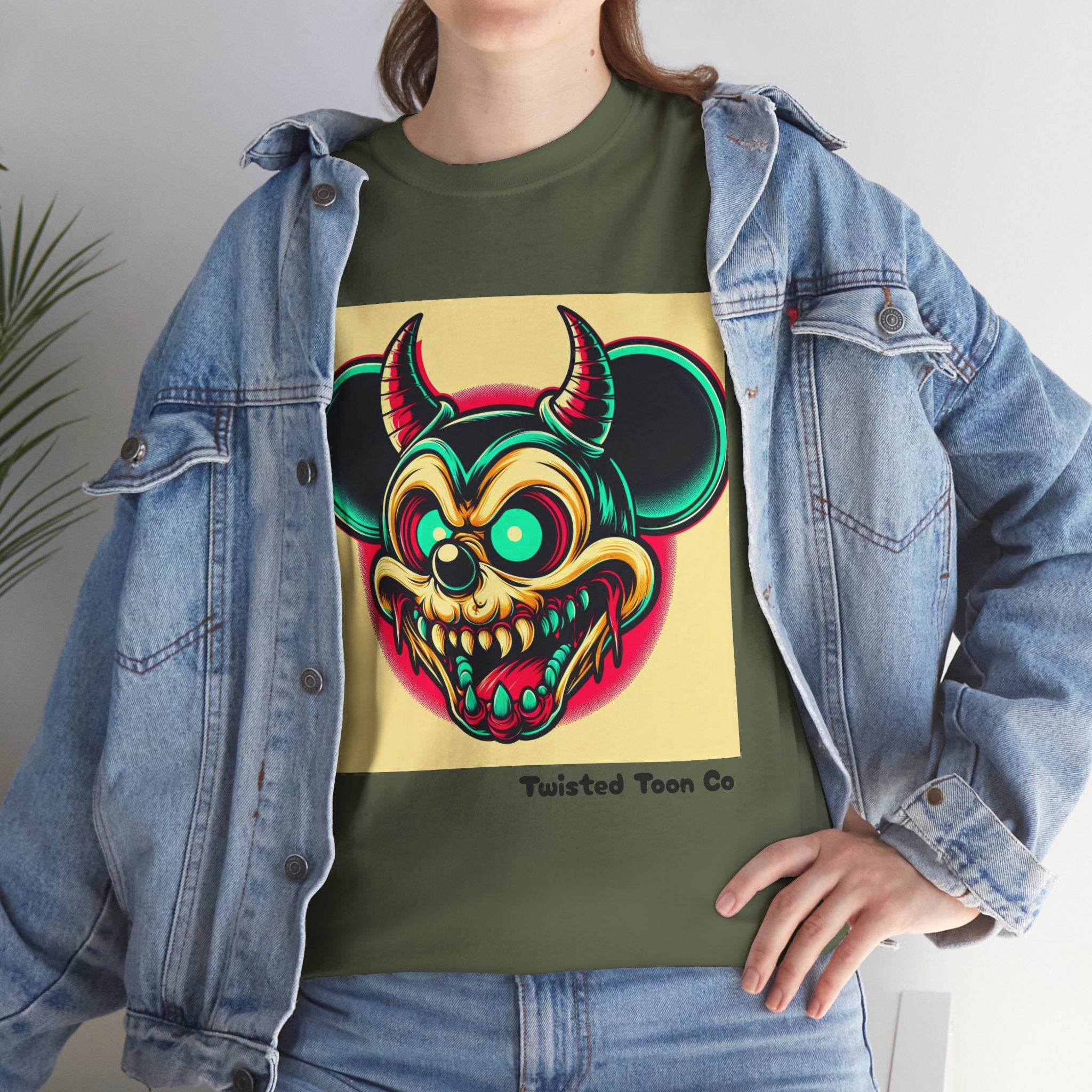 Demonic Mouse Skull Tee — Retro Neon Horror Graphic T‑Shirt