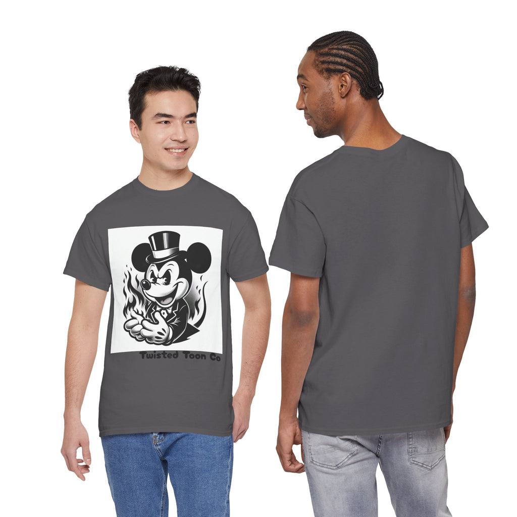 Graphic Tee — Retro Mischievous Mouse with Flames