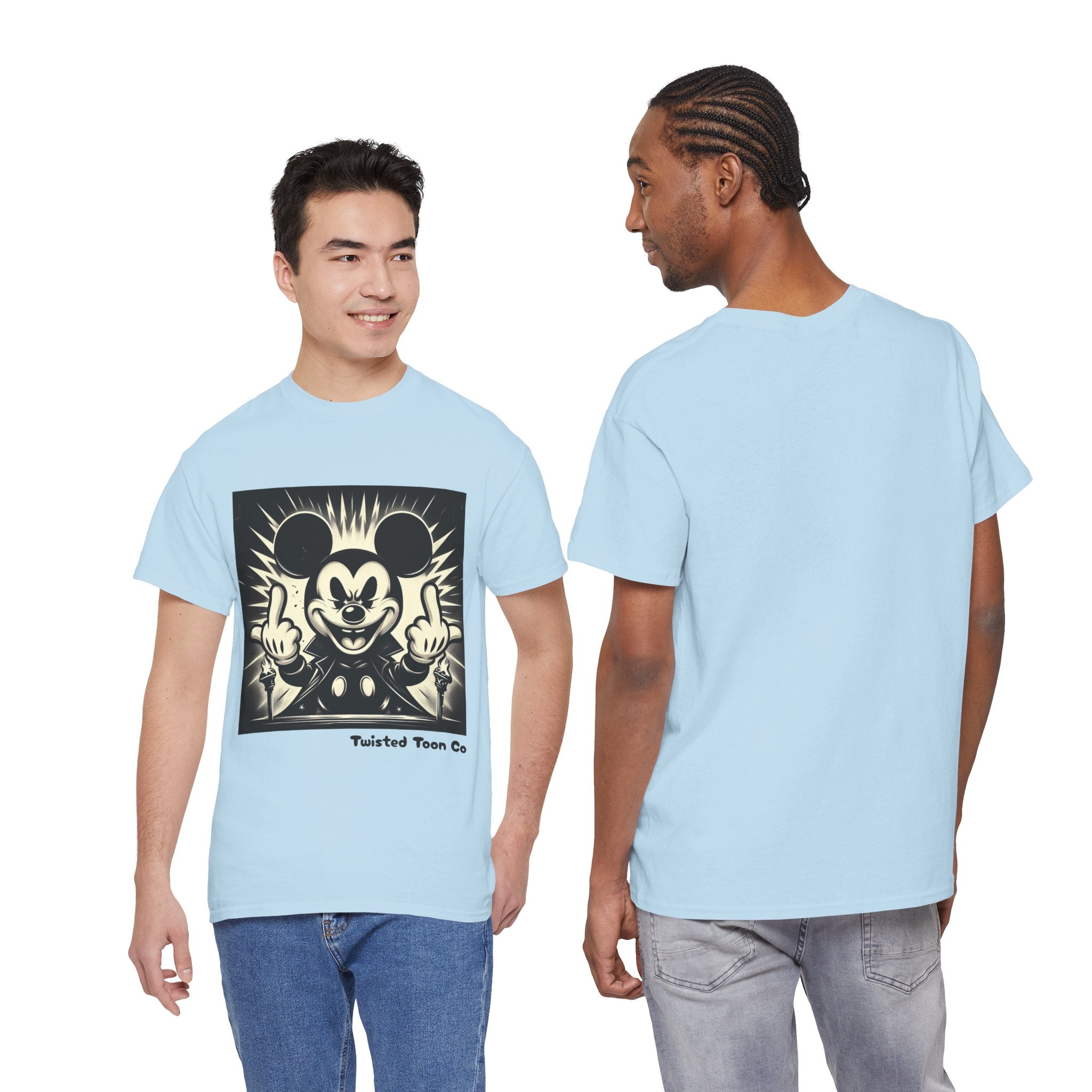 Graphic Tee — Retro Cartoon Character Giving Middle Fingers