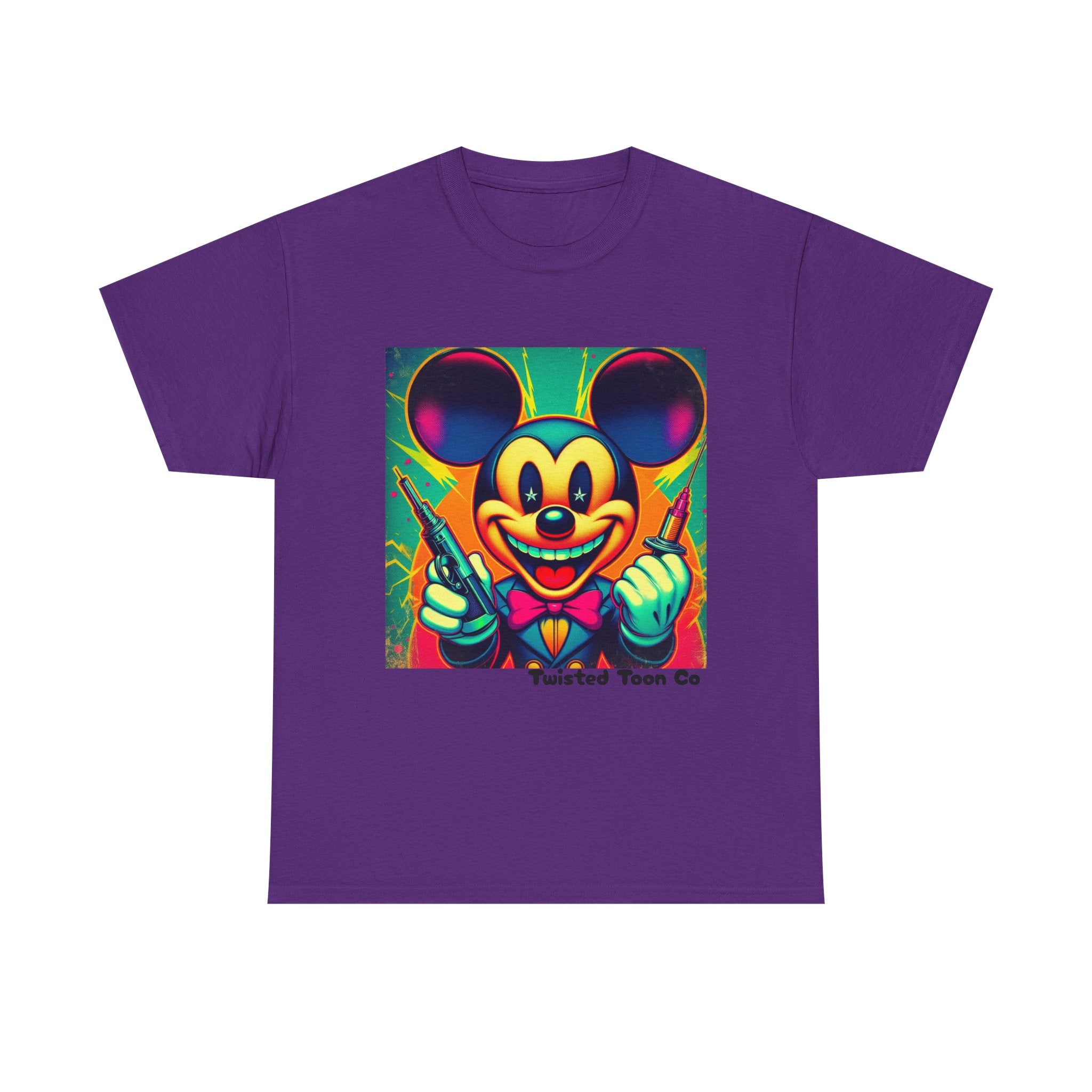 Retro Neon Cartoon Tee — Colorful Vintage Mouse Graphic Shirt
