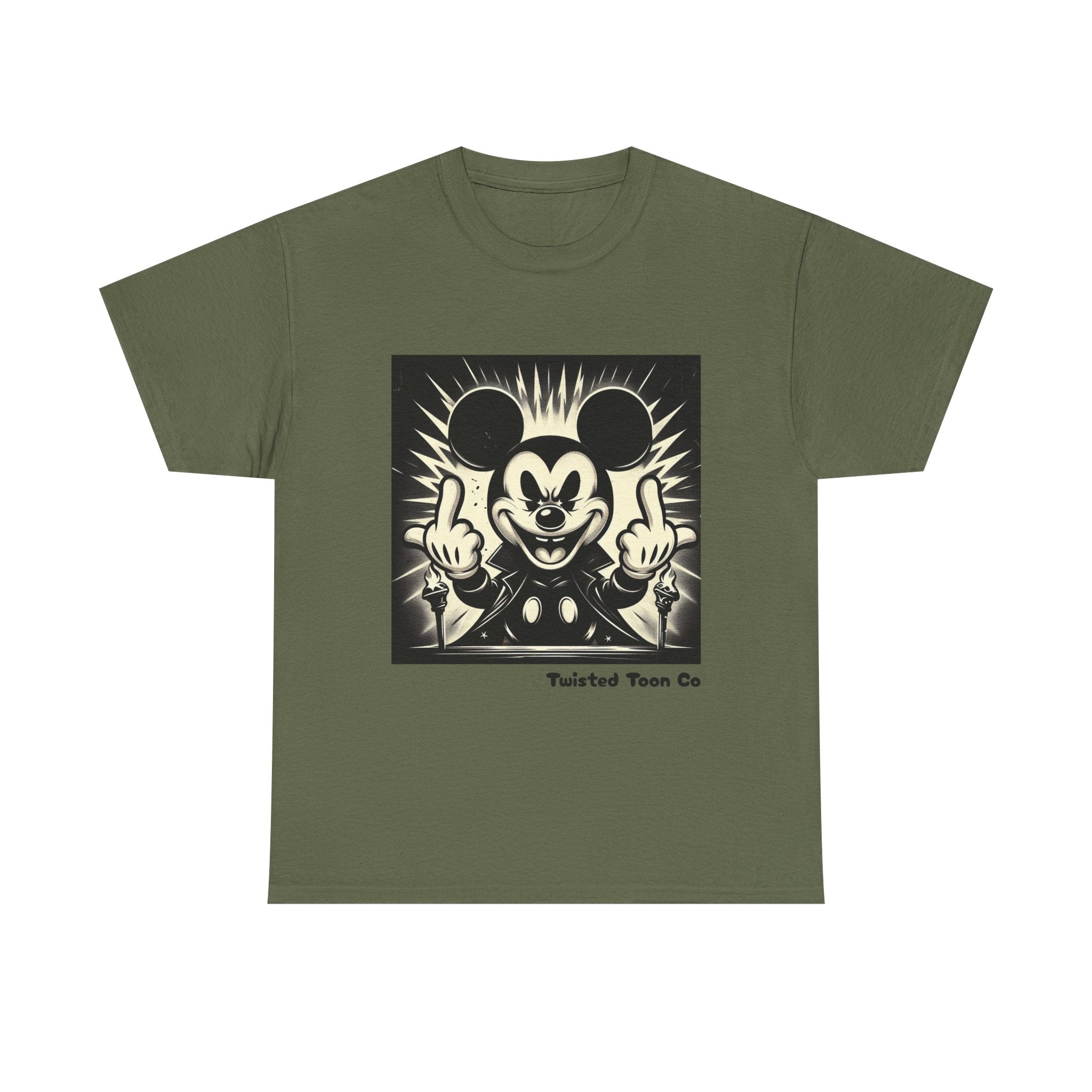 Graphic Tee — Retro Cartoon Character Giving Middle Fingers
