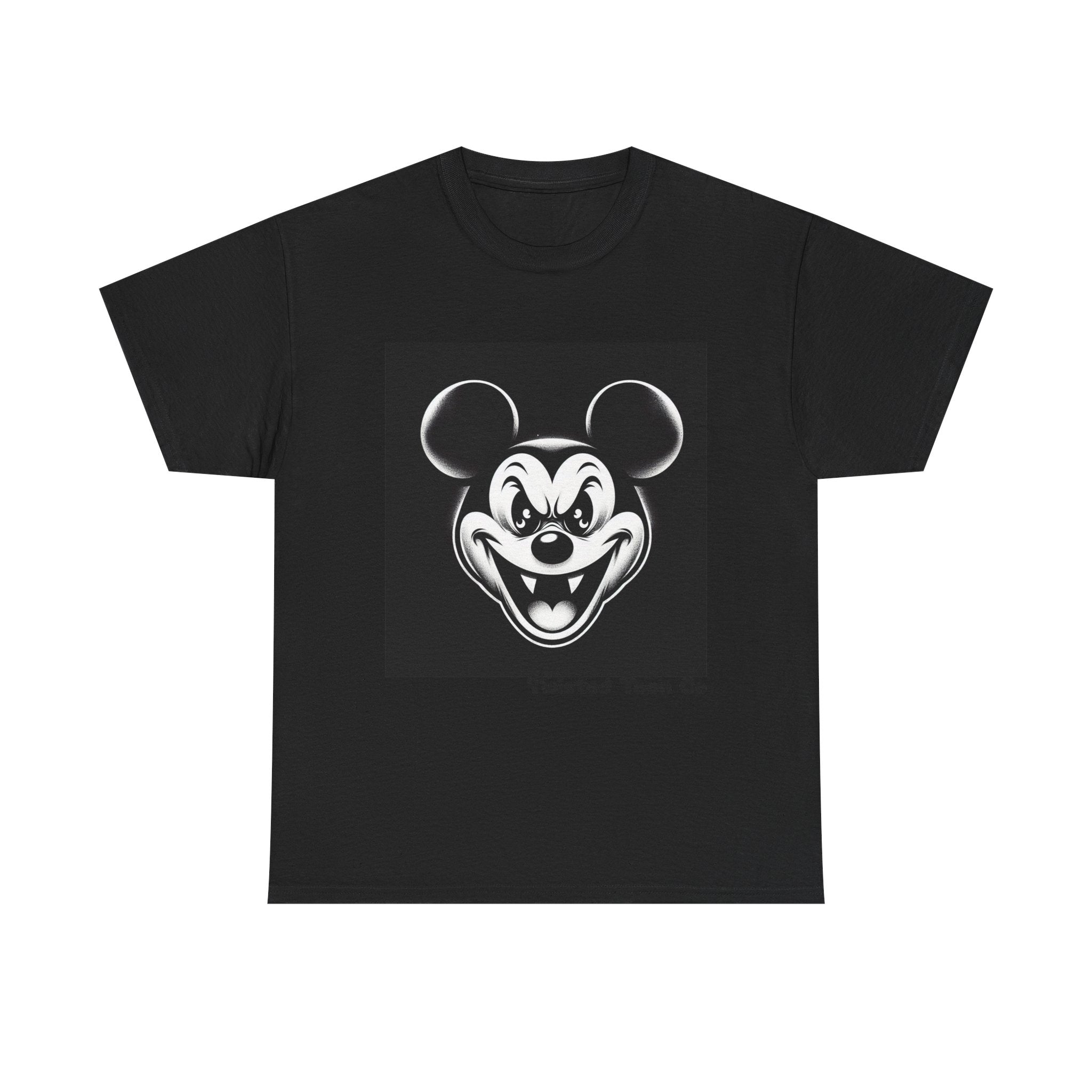 Creepy Cartoon Mouse Graphic Tee — Vintage Horror Smile Shirt