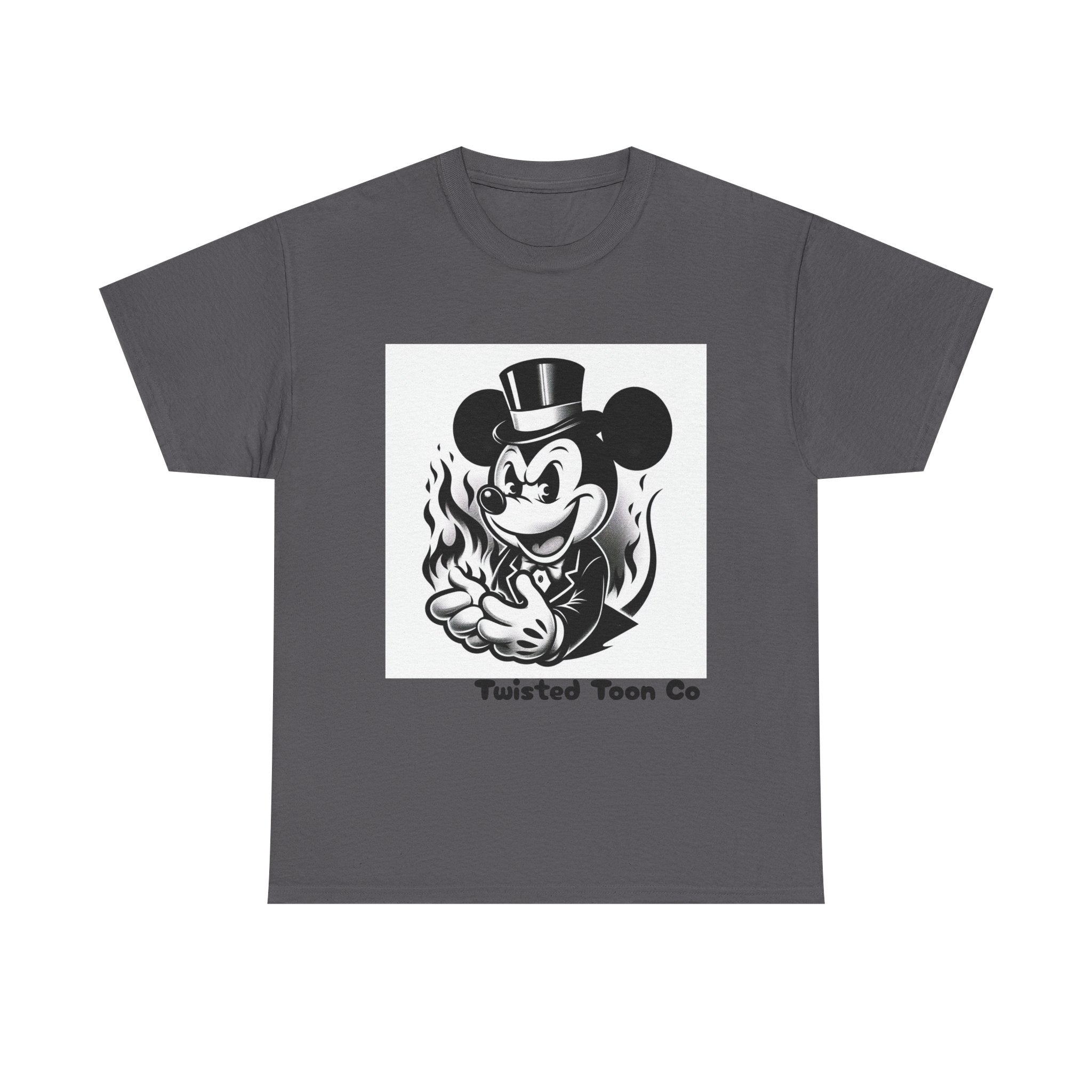 Graphic Tee — Retro Mischievous Mouse with Flames